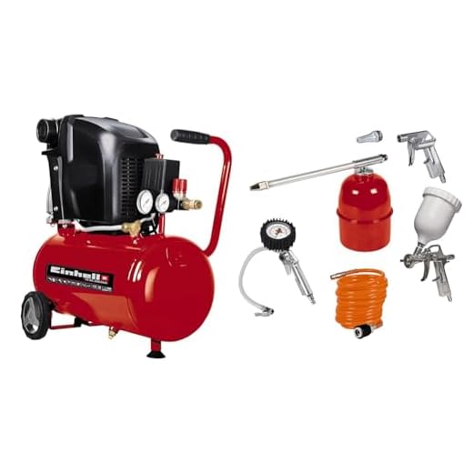 Einhell Kompressor TE-AC 230/24/8 + Druckluft Set, 5-teilig passend für Kompressoren