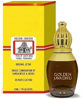 PV Golden Javadhu (Herbal Fragrance) Pride of South India/Long Lasting, Natural & Alcohol Free Attar For Men/Unique & Ideal Combination of Sandalwood & Herbs | 12 ml