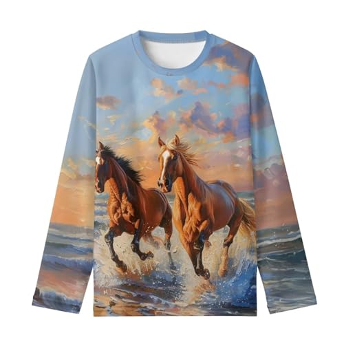 Image of Long Sleeve Shirts for Girls Casual Crewneck Tops Fall Winter Outfits for 3-16 Years Old