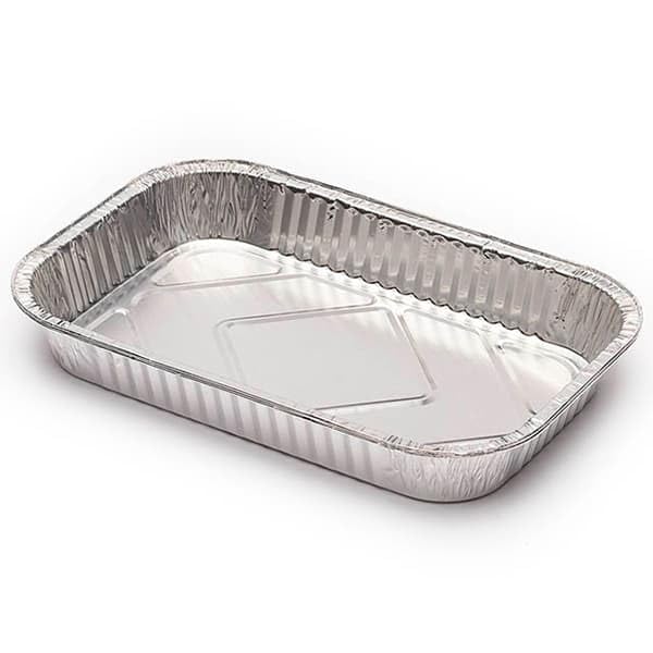 100 Bandejas de Aluminio Desechable, 28,3x18,6cm, 1250ml, Repostería, Comida, Apto para Horno, Microondas, Resistentes, Barbacoa, Parrilla, Picnic