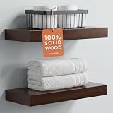 Homeforia Rustic Farmhouse - Estantes flotantes de madera de baño para montar en la pared, color nogal americano