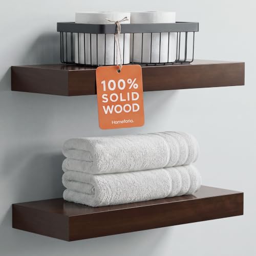 Homeforia 16 Inch Floating Shelves, High-End Solid Pine Wood, Set of 4