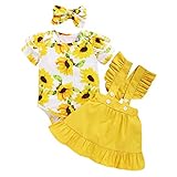 ☘【SÜßE BABY MÄDCHEN HOSENTRÄGER ROCK SET】Kleinkind Baby Mädchen Hosenträger Rock Set. Geburtstagsfeier Kuchen Samsh Set, Säugling Sommer Outfit. Lässiges Baumwoll Langarm oder Kurzarm Strampler Oberteil mit passendem Hosenträgerrock Stirnband, 3tlg Kleidungsset. Schmücke deine kleine Prinzessin mit diesem wunderschönen Outfit. Ihr kleines Baby wird viele Komplimente bekommen