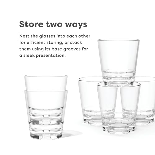 TOSSWARE RESERVE 8oz Stacking Rocks, SET OF 4, Premium Quality, Dishwasher Safe & Heat Resistant Unbreakable Plastic Whiskey Glasses, Clear by TOSSWARE - Image 3