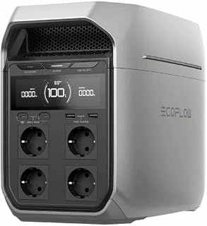 EcoFlow Delta 3 Plus Powerstation 1024Wh LiFePO4 – 1800W Solargenerator (3600W Peak), 1kWh LFP Stromspeicher mit USV <10ms für Notstrom Haus, PV Balkonkraftwerk, Wohnmobil Camping