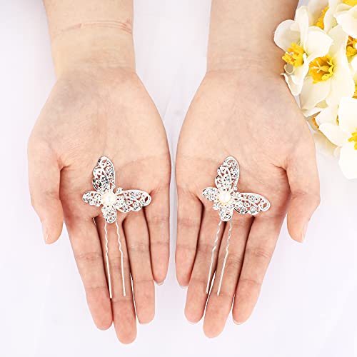 Waydress WAYDRESS-HAIR PINS-3265 12 Pieces Butterfly Hair Pin Butterfly Hair Clips Crystal Pearl Hair Clips Bridal Wedding Hair Pins Bride Headwear Hair Accessories thumb #4