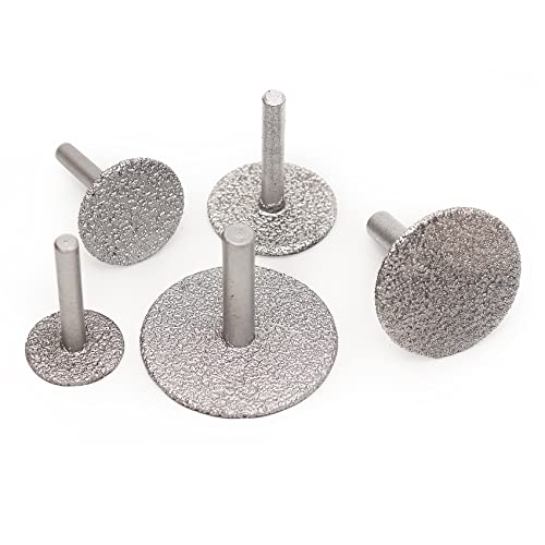 SHDIATOOL 5PCS Diamond Cutting Wheels Set 25 30 35 40 50mm Cut 0ff Discs with 6mm or 8mm Round Shank Grinding Engraving Marble Granite Concrete