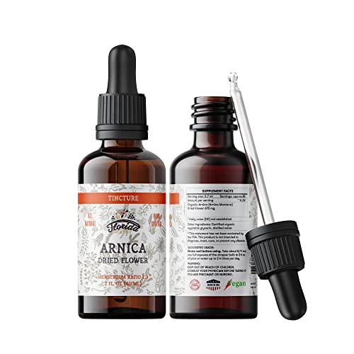 Arnica Tincture Organic Arnica Extract (Arnica Montana) Dried Flower Herbal Supplement Non-GMO in Cold-Pressed Organic Vegetable Glycerin 700 mg 2 oz (60 ml)