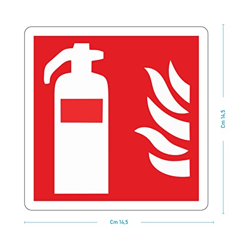 pubblimania 4 Stück PVC-Feuerlöscher-Aufkleber, widerstandsfähig für Außen- und Innenbereich (14,5 x 14,5 cm) (4 Feuerlöscher-Aufkleber)