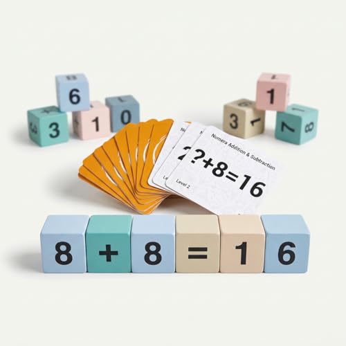 Image of Addition & Subtraction Learning Kit | Wooden Math Blocks Game | Educational Toys for Kids 4-8 Years | Cognitive Development | Screen-Free Learning