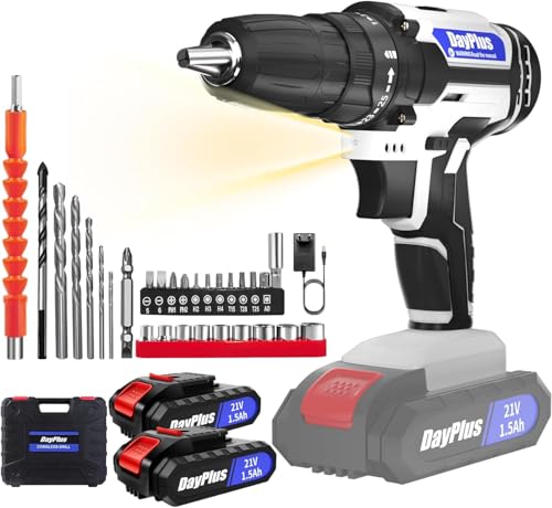 Perceuse Visseuse Sans Fil 21V, Perceuse Devisseuse Sans Fil avec Batterie 2 * 2.0Ah,45N.m,45Nm 29 Accessoires et Valise,2 Vitesses,pour la réparation de la maison, le bricolage