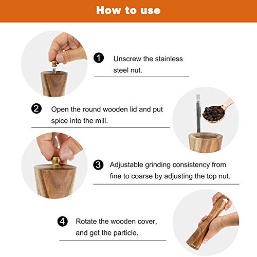 Salt And Pepper Grinder Set,10Inch Acacia Wood Salt And Pepper Grinders Refillable Kit With Adjustable Coarseness, Salt And Pepper Shaker Tableware Gifts (Acacia Wood Color 2Pcs) #TOP3