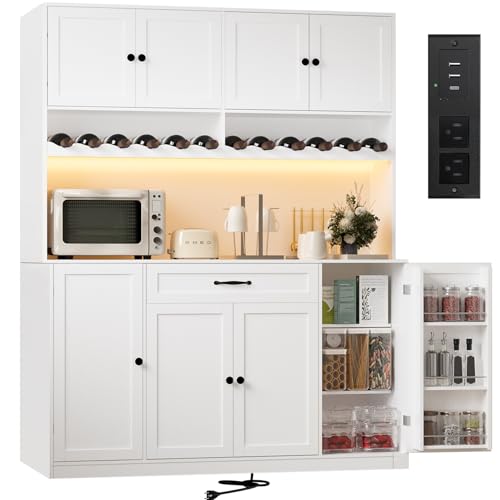 FJTJBSI 72" Tall Pantry Storage Cabinet with LED Light 55"
