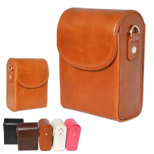 First2Savvv Brown Premium Quality Genuine Leather Camera Case Pouch Bag With Shoulder Strap For Samsung Ex2F Wb250F Wb800F Sony Dsc-Rx100Ii Dsc-Rx100M2 Dsc-Hx50V Canon Ex2F Wb250F Wb800F Olympus F300Exr Finepix T350 Finepix #TOP4