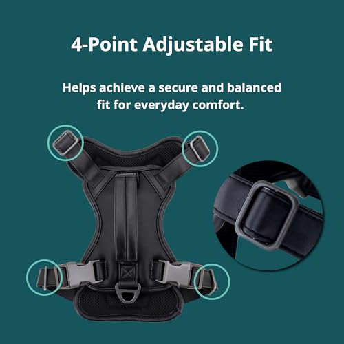 CANAGAN Vegan Leather Dog Vest Harness for Large Dogs,Heavy Duty Design,Cruelty-Free,No Pull,Handle & Dual Leash Clips,Adjustable Vest – Black - Image 6