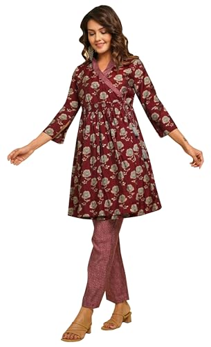 Top Angrakha et pantalon pour femme ensemble tunique coordonné 2 pièces