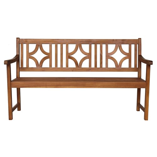JONATHAN Y Sloane 59" Ogee Diamond Back Acacia Wood Outdoor Bench, Teak by JONATHAN Y - Used condition - Image 7