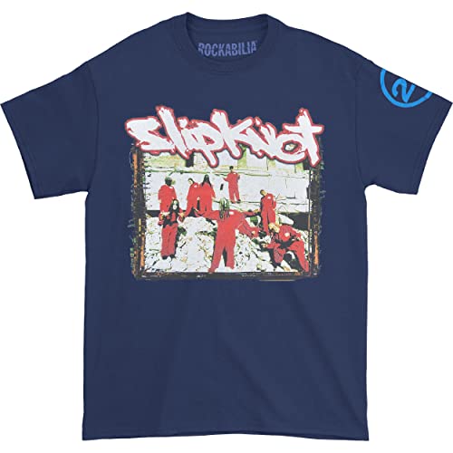 Image of Slipknot T Shirt 20th Anniversary Red Jump Suits Band Logo Official Mens Navy XL