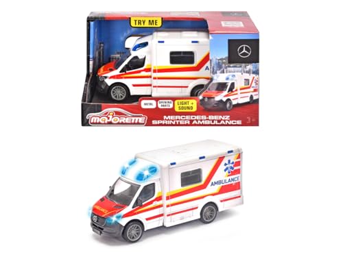 MOJORETTE Grand Series Ambulancia de Juguete Mercedes-Benz, Fabricada en Metal y Plástico, 12.5 cm, Luz y Sonido (213712001038)
