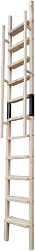 DIYHD 120" Glab Handle Knotty Pine Wood Ladder Sliding Library Roller Ladder,Fit FD Black Track Library Sliding Hardware