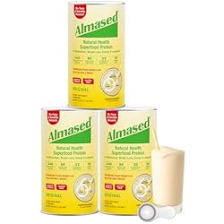 Almased Protein Powder for Weight Loss Kit for Men & Women, Natural Meal Replacement Shake for Weight Loss, Supplement, 27 Grams of Protein Per Serving (Original Flavor, 3 Cans @ 17.6 oz ea + Scoop)
