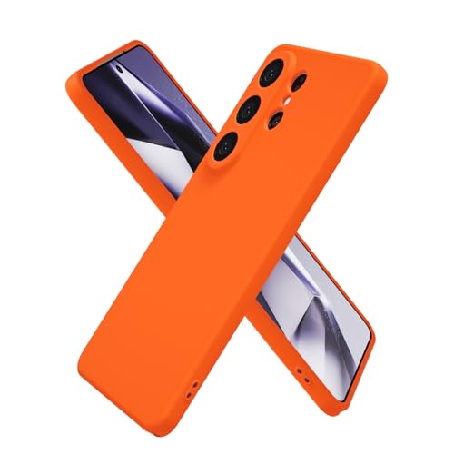 oakxco for Samsung Galaxy S26 Ultra Case Silicone, Ultra Slim Thin Phone Case for Women Girls, Plain Solid Color Minimalist Aesthetic Cute Girly Design, Soft Rubber Gel with Camera Cover, Neon Orange