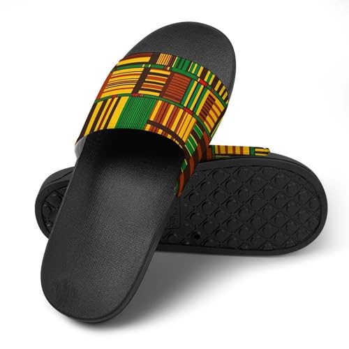 African Kente Cloth Pattern House Sandals Slip On Bathroom Slippers Beach Summer Shoes for Men Women4