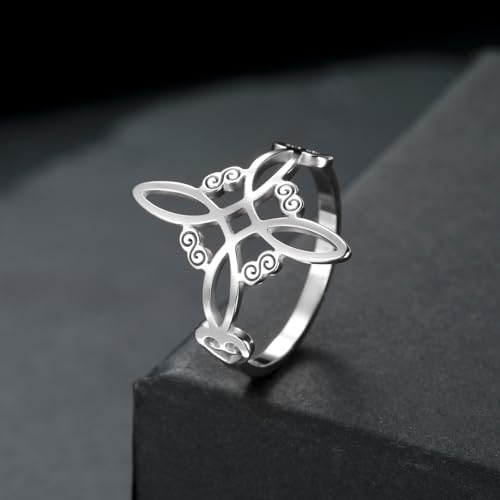 TEAMER Witches Knot Ring - Stainless Steel Celtic Amulet Vintage Knot Ring - Wicca Protection Jewelry For Women (Silver, 11) by TEAMER - Used condition - Image 4