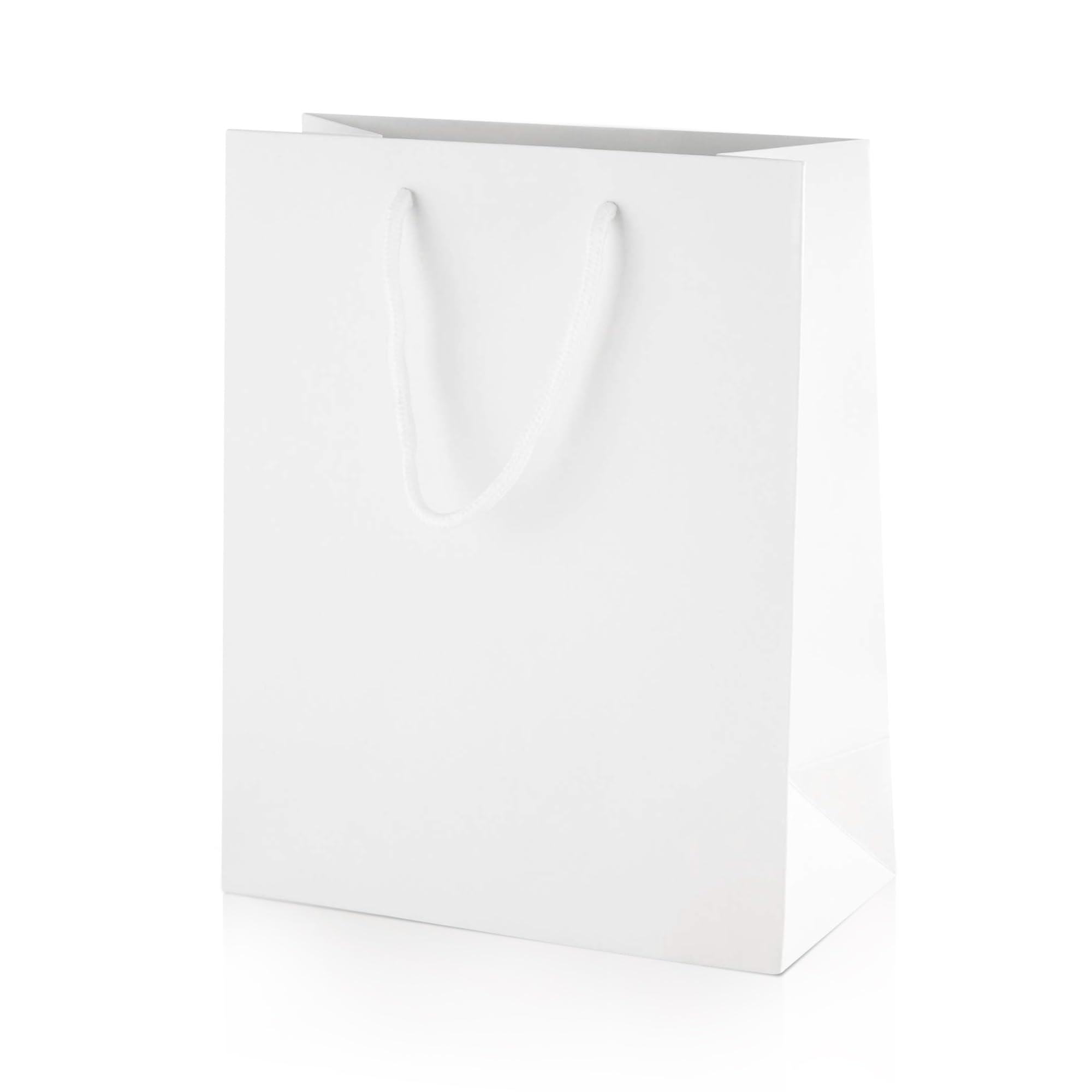 Thepaperbagstore 25× White Medium Matt Laminated Gift Bags 20 × 24 × 10 cm – 250 gsm Boutique Paper Bags with Rope Handles & Reinforced Base – Ideal for Gifts, Weddings, Retail & Corporate Use — image 1