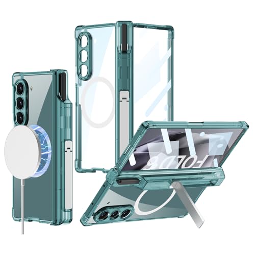Coque Galaxy Z Fold 6 magnétique avec porte-stylo et protection charnière intégrée vert