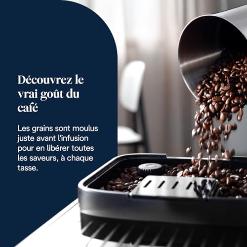 De’Longhi Magnifica Evo - Perfetto Machine à Café Automatique avec LatteCrema Mousseur à Lait Automatique, 7 Boissons en une Seule Touche, Commandes Soft Touch, Argent et Noir (ECAM292.81.SB)