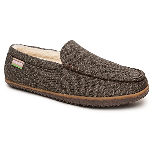 Minnetonka Men’s Ecowise Elm - Slip-On Casual Loafers Designed with Recycled Berber Lining, Removable Contoured Footbed, MinnTREAD Rubber with Rice Husk Sole, and Repurposed Fabric Upper