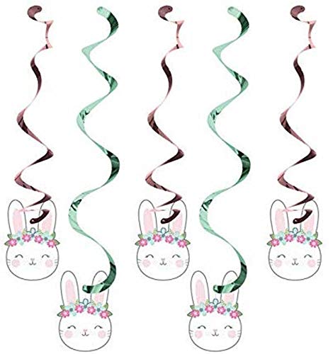Creative Converting Party Supplies, Bunny Party Dizzy Danglers, Danglers, Multicolor, Multi Size, 5Ct, 0.03X3.4X39Inc. #TOP7