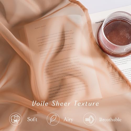 Image of NICETOWN Terracotta Sheer Curtains, Grommet Voile Sheer Window Treatments Airy & Elegant with Light Filtering for Kids Room /Living Room, Set of 2, W54 x L84
