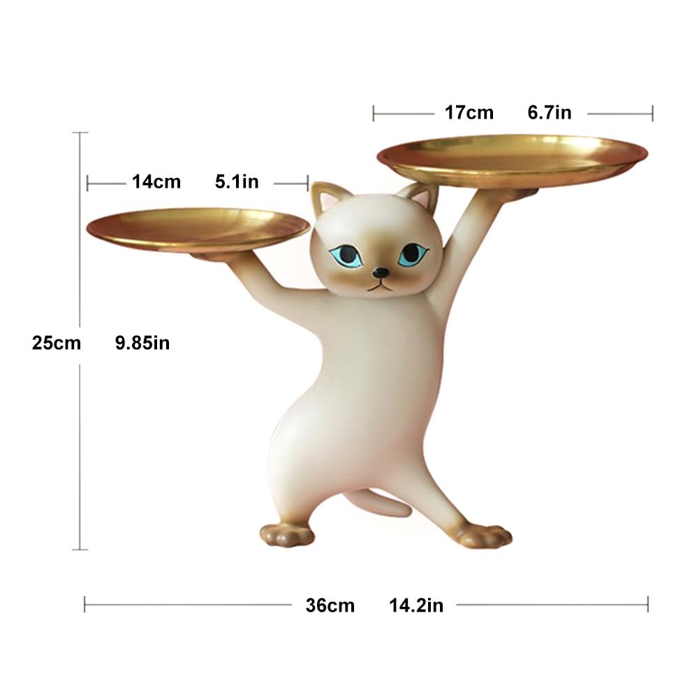 Amazon.co.jp: 樹脂製 カートゥーン 猫 彫刻 メタルトレイ付き