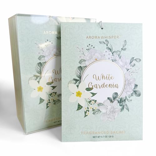White Gardenia Large Scented Sachets - 8 Pack, Long-Lasting Home Fragrance Sachet Bags, Extra Large Fresh-Scented Packets, Scented Sachets for Drawer and Closet