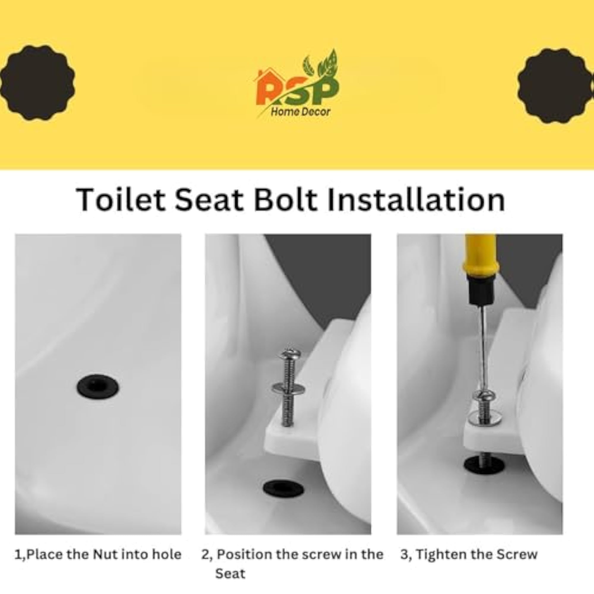 Universal Toilet Seat Cover Hinges, Expanding Rubber