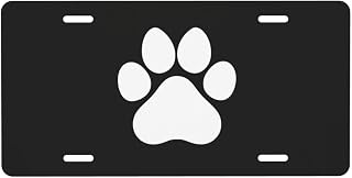 White Dog Paw Footprint License Plate