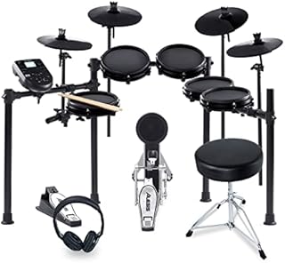 Alesis Drums Nitro Mesh Kit Bundle Plus - Complete Ten-Piece Mesh Electric Drum Set Plus Drum Throne, Headphones and Drum Sticks