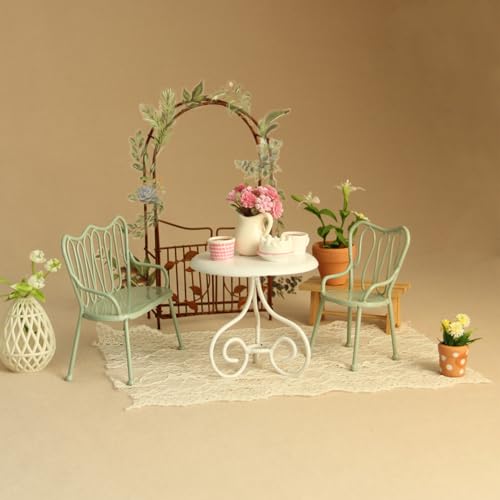 Chaise pour maison de poupée 1:12 en métal pour salon et jardin miniature au style nordique - 5
