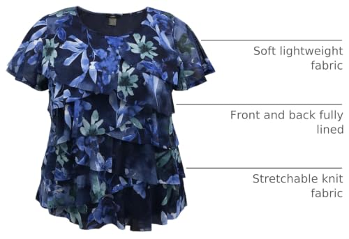 Image of LEEBE Women and Plus Size Printed Mesh Ruffle Top (Small-5X)
