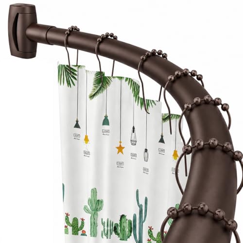 Bronze Curved Shower Curtain Rod for Bathroom 33-78 In Adjustable Extra Wide Curved Shower Rod, RustProof Stainless Steel Round Shower Rods for Bathtub, Stall Need Drilling