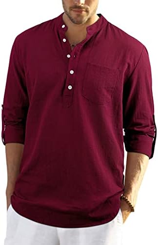 Enlision Herren Baumwolle Leinenhemd Sommerhemd Herren Hemd Langarm Regular Fit Freizeithemd Shirts