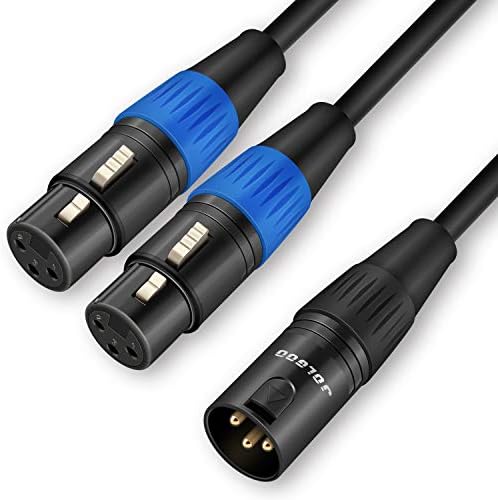 XLR Splitter Cable, Dual XLR Female to XLR Male Y Splitter Microphone Cable, XLR 2 Female to 1 Male Cable, 1.6 Feet - JOLGOO