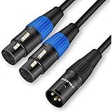 XLR Splitter Cable, XLR Male to Dual XLR Female Y Splitter Microphone Cable, Male to 2 Female XLR Y Cable, 1.6 Feet - JOLGOO