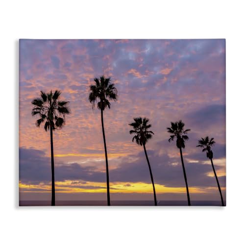 Stupell Industries Purple Cloudy Sunset Palm, 24 x 30 Inch Canvas Wall Art