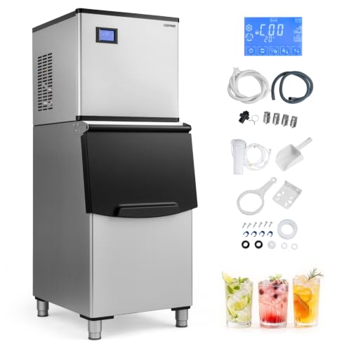 COSTWAY Industrial Commercial Ice Machine 450LBS/24H w/ 250LBS Storage Bin
