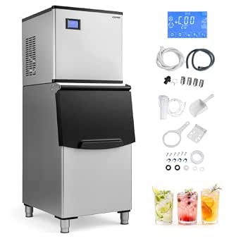 Costway Commercial Ice Maker Machine, 450 LBS/24H with 250 LBS Storage Bin
