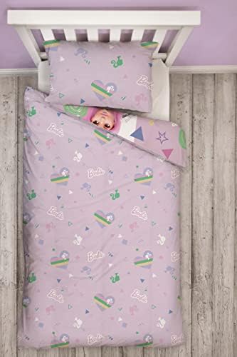 Barbie Official Single Duvet Cover | Reversible 2 Sided Bedding, Lovestruck Design | Official Merchandise, Includes Matching Pillowcase