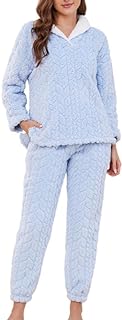 Fluffy Pajamas set for Women Fleece Pullover 2 Piece Pjs Set Soft Plush Sleepwear Winter Loungewear